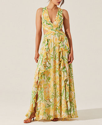 ASTR the Label Women's Noya Floral-Print Open-Back Gown  - Macy's | Macy's