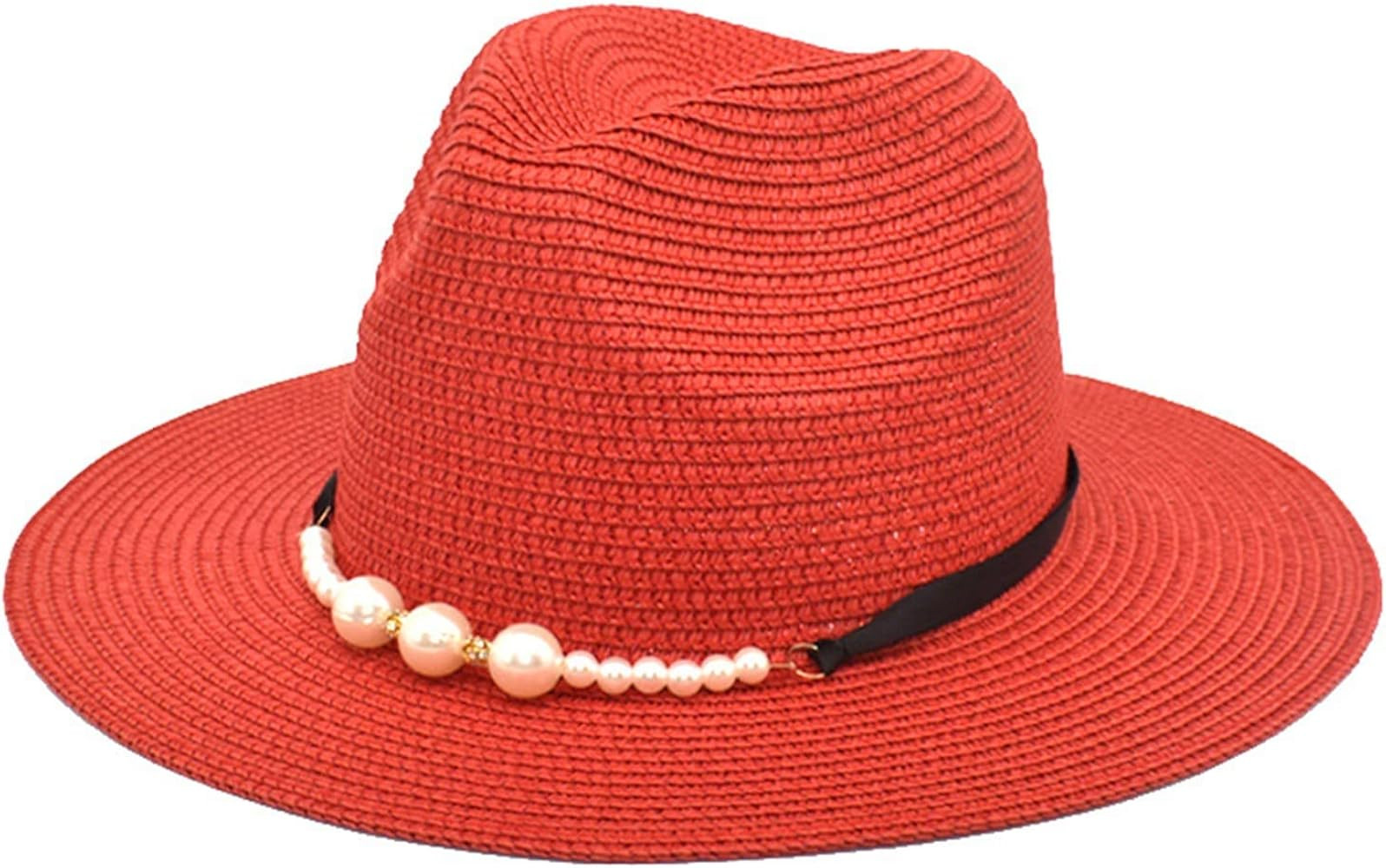 Fashion Spring Summer Sunscreen Cap Pearl Accessories Sun Hat Flat Wide Brim Retro Jazz Top Hat W... | Amazon (US)