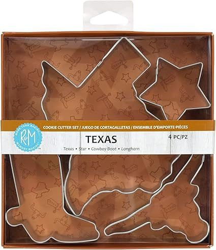 R&M International Texas Cookie Cutters, State, Cowboy Boot, Longhorn, Star, 4-Piece Set | Amazon (US)