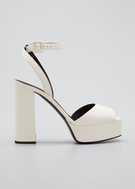 Giuseppe Zanotti Patent Platform Ankle-Wrap Sandals | Bergdorf Goodman