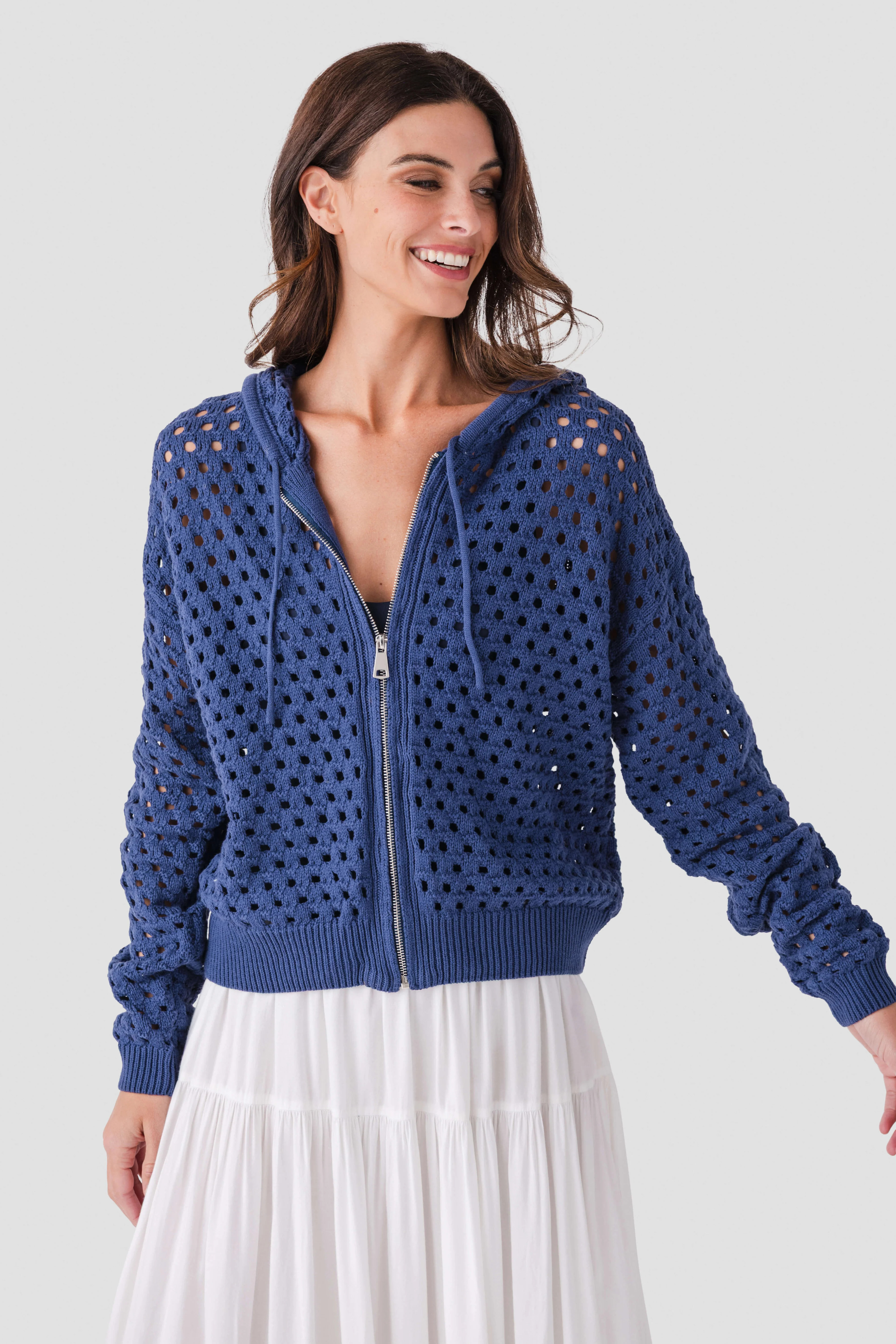 Elan Crochet Hooded Sweater | Social Threads