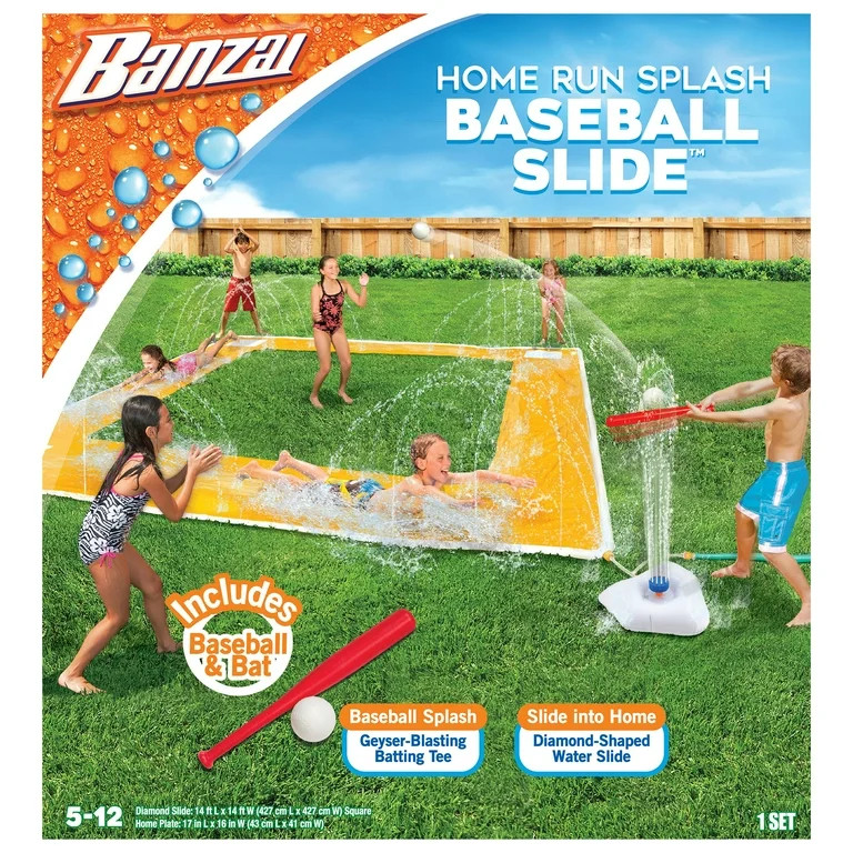 Banzai Home Run Splash Baseball Slide Kids 14 feet x 14 feet Backyard Summer Fun, Ages 5+ | Walmart (US)