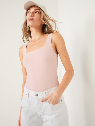 Fitted Sleeveless Square-Neck Bodysuit for Women | Old Navy (US)