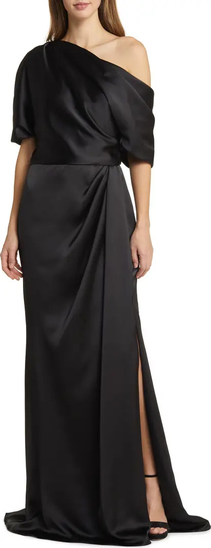 Gathered One-Shoulder Satin Gown | Nordstrom