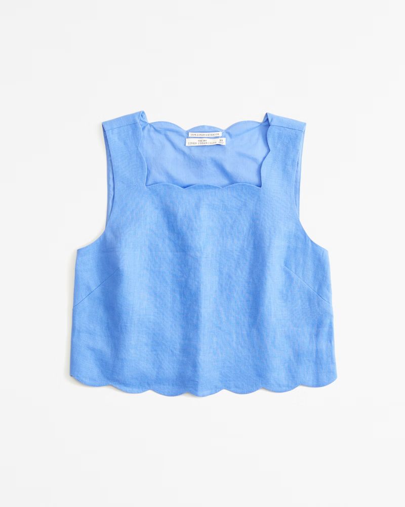 Women's Premium Linen Scallop-Hem Set Top | Women's | Abercrombie.com | Abercrombie & Fitch (US)