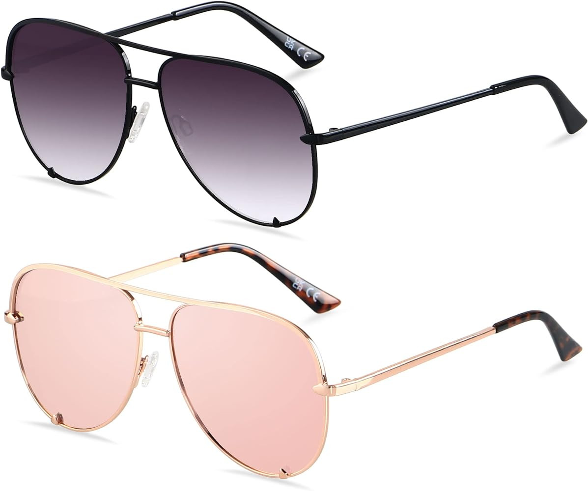 ANDWOOD Oversized Aviator Sunglasses for Women Men Big Large UV Protection Fashion Sun glasses | Amazon (US)