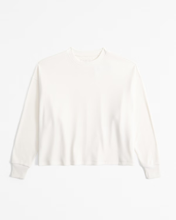 Women's Long-Sleeve Oversized Lounge Waffle Tee | Women's Sleepwear & Loungewear | Abercrombie.co... | Abercrombie & Fitch (US)