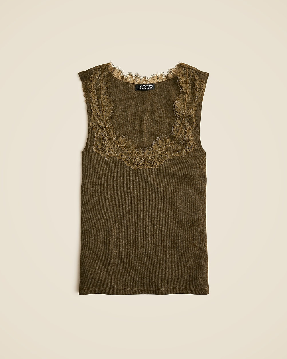 Scoopneck lace-trim tank top in fine rib | J. Crew US