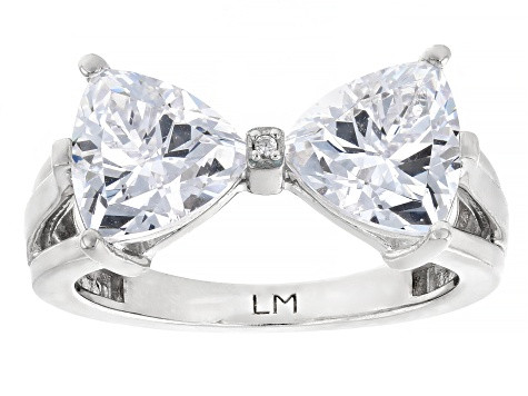White Cubic Zirconia Platinum Over Sterling Silver Perfect Cut Bow Ring 5.95ctw - LMB043 | JTV Jewelry