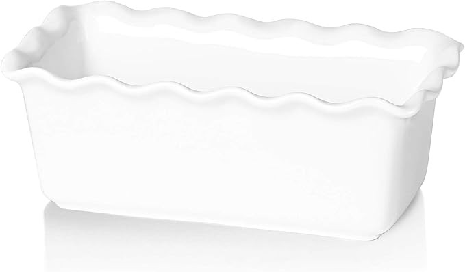 HAOTOP Porcelain Nonstick Baking Bread Loaf Pan, 8.5 x 5 Inch, White | Amazon (US)