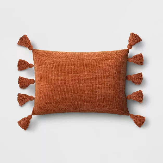 Textured Woven Lumbar Throw Pillow with Tassels - Threshold™ | Target