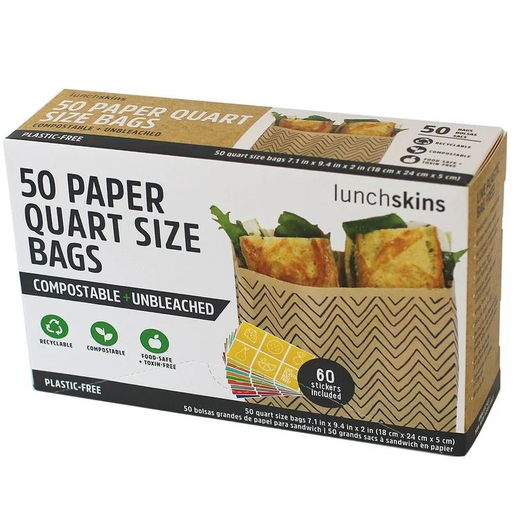 Lunchskins Unbleached and Non-Wax Durable Food Storage Kraft Paper Bags, Recyclable and Compostab... | Walmart (US)