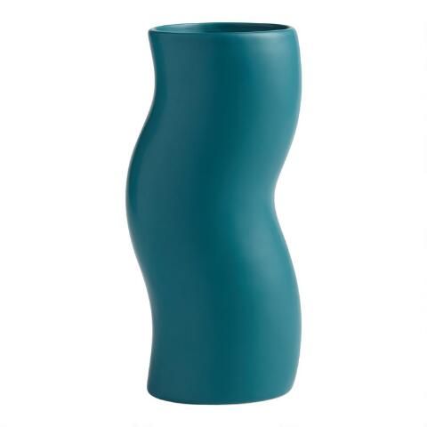 Turquoise Ceramic Squiggle Vase | World Market