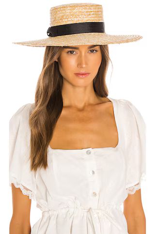 The Spencer Wide Brimmed Boater in Natural Woven Straw | Revolve Clothing (Global)