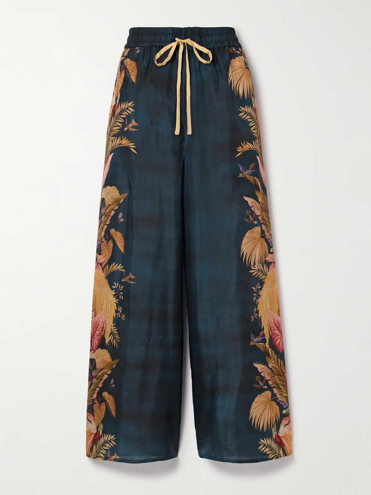 Zimmermann - Ascension Printed Silk-satin Wide-leg Pants - Blue | NET-A-PORTER (US)