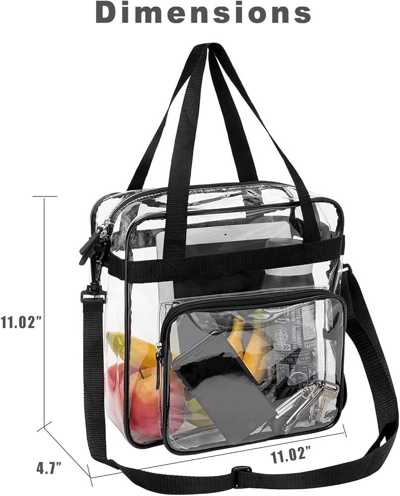 BAGAIL Clear bags Stadium Approved Clear Tote Bag with Zipper Closure Crossbody Messenger Shoulder B | Amazon (US)