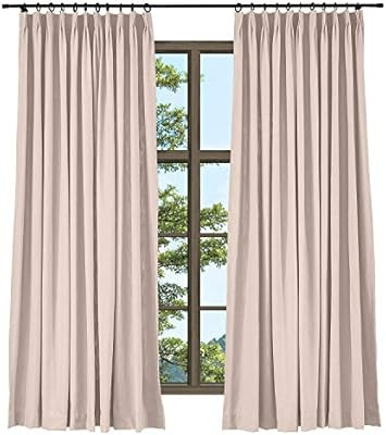TWOPAGES Natural Cotton Linen Curtain for Living Room, Pink Elegant Light Reducing Pinch Pleat Dr... | Amazon (US)
