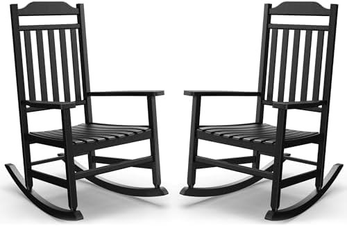 Patio Rocking Chair Outdoor Set of 2,Weather Resistant Poly Resin Oversized Porch Rocker,High Bac... | Amazon (US)