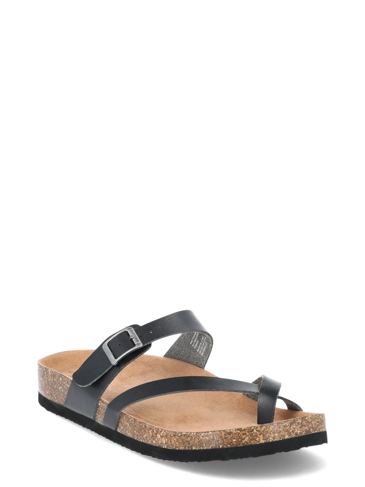 Time and Tru Women's Asymmetric Strap Footbed Sandals, Wide Width Available | Walmart (US)