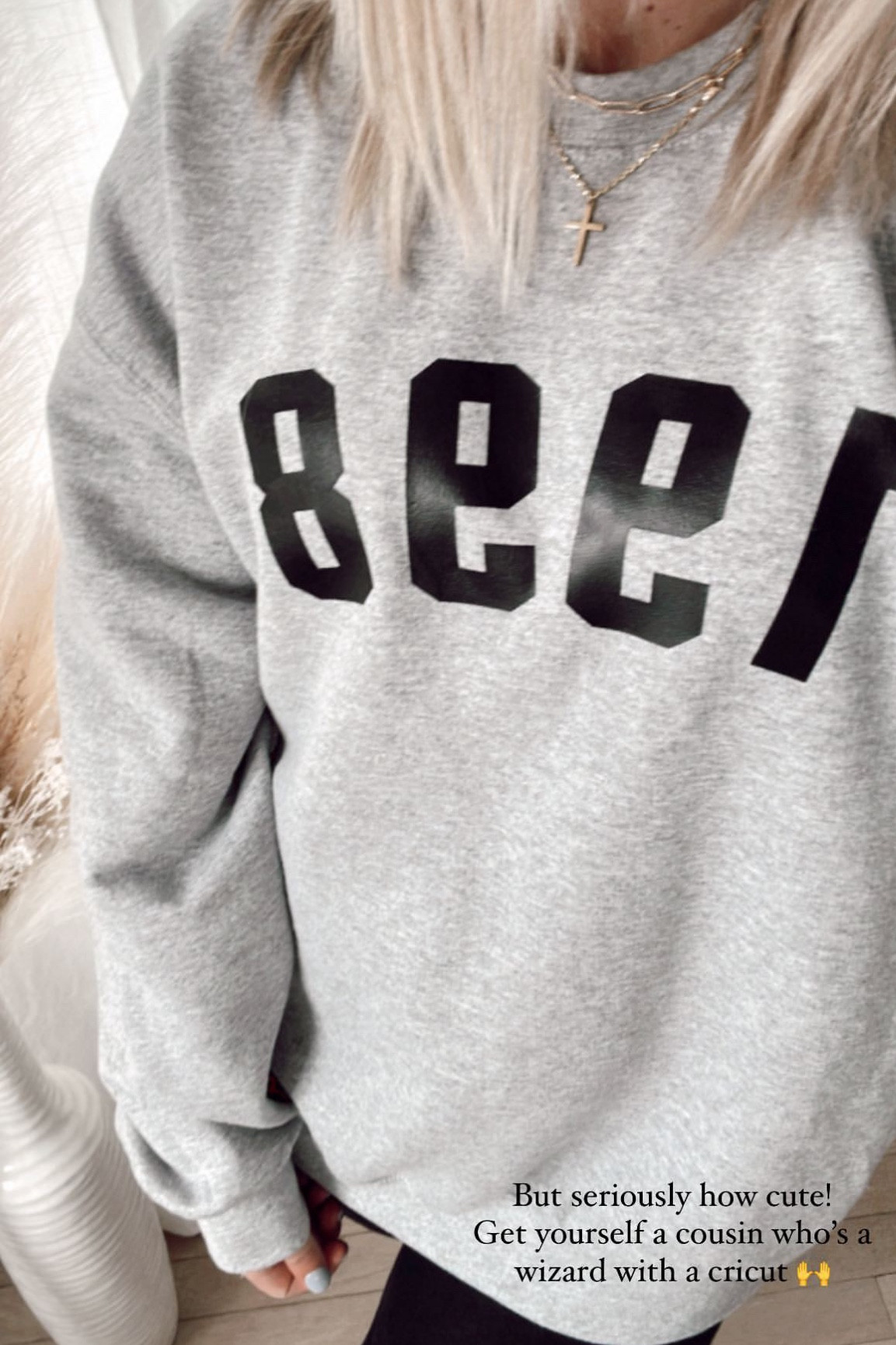 Size up for comfy over side look! Wearing a L — Sweatshirt is Amazon & my crafty cousin printed my birthyear on it for me!

#LTKunder50 #LTKstyletip #LTKunder100