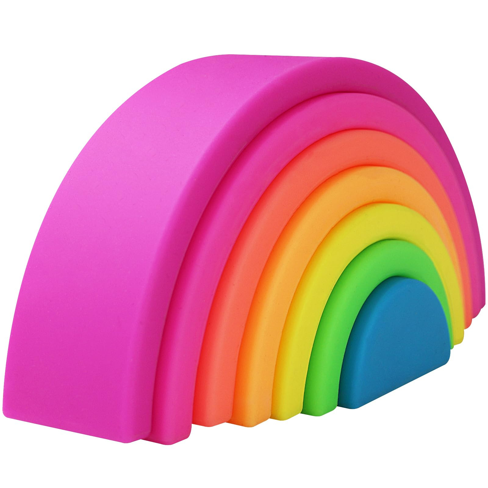 Silicone Stacking Toys for Babies, Rainbow Stacker, Montessori Nesting Blocks Soft Building Toys ... | Amazon (US)