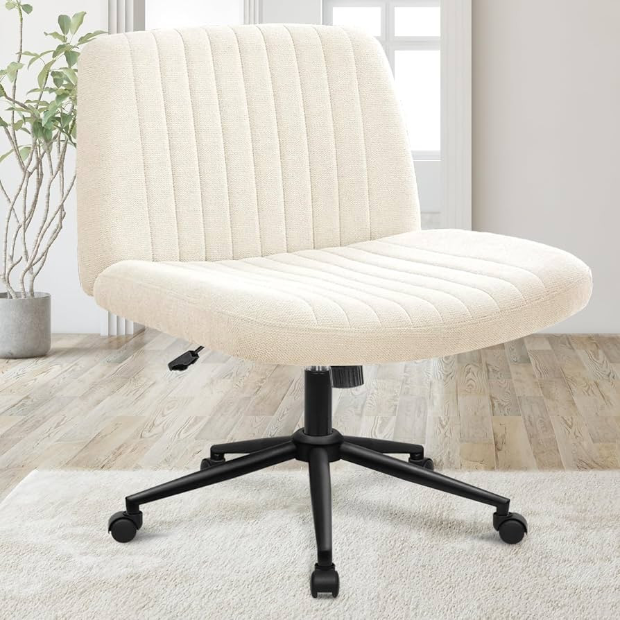 Orange Factory Criss Cross Chair with Wheels, Armless Cross Legged Office Desk Chair, Wide Comfy ... | Amazon (US)