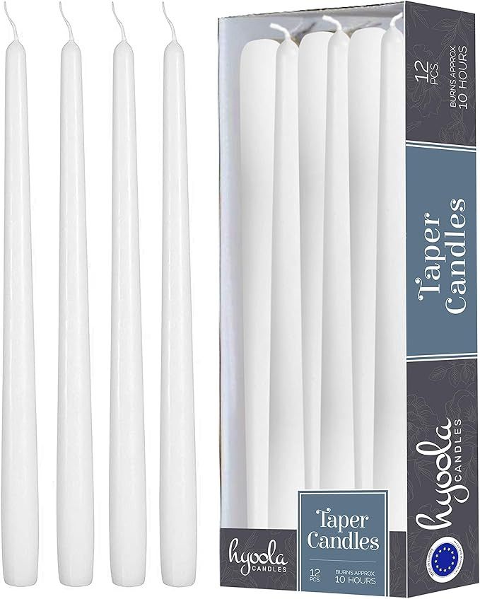 12 Pack Tall Taper Candles - 12 Inch White Dripless, Unscented Dinner Candle - Paraffin Wax with ... | Amazon (US)