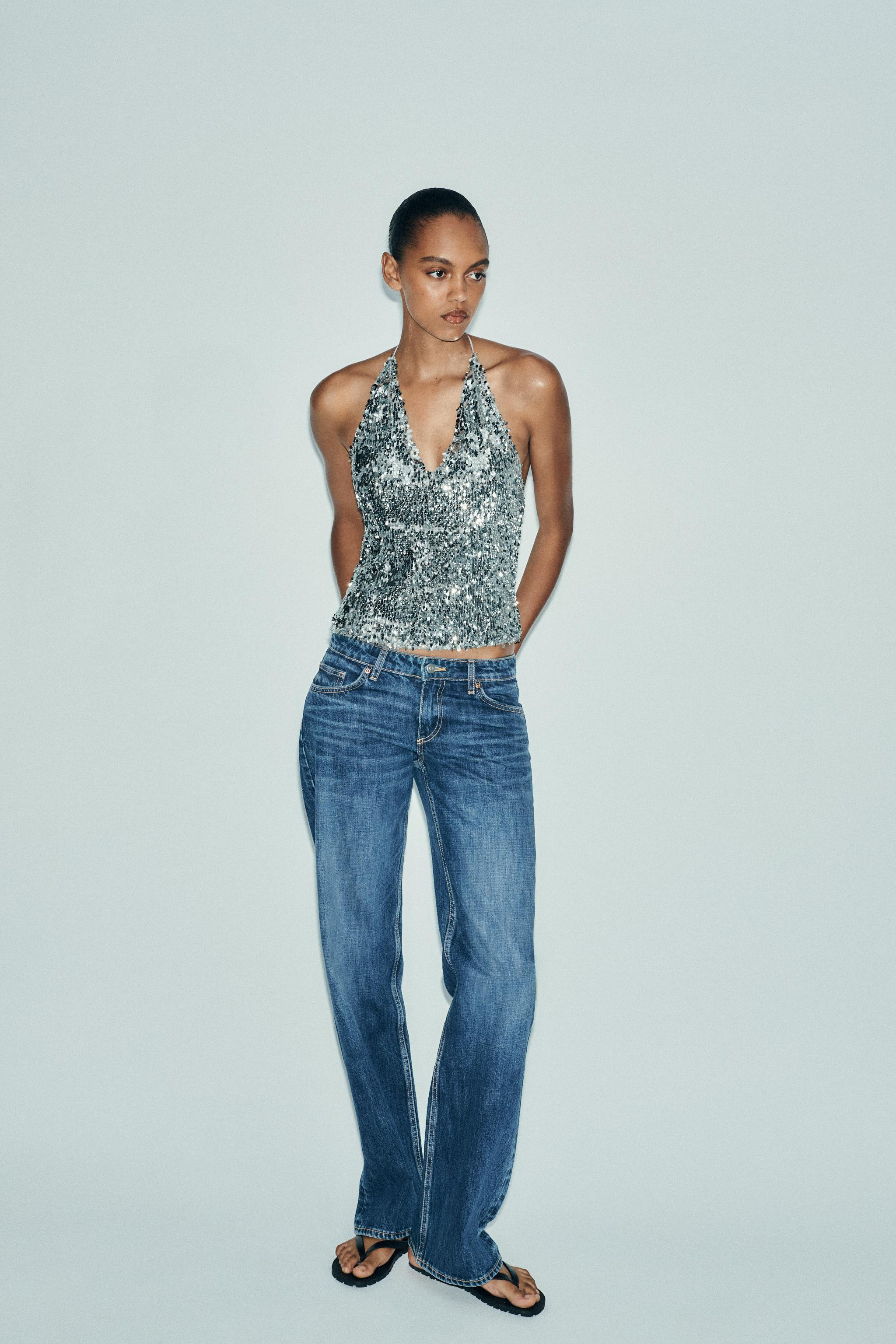SEQUINNED HALTER TOP | Zara UK