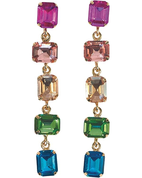 INK+ALLOY Rhinestone Gemstone Earrings for Women, Priscilla 5-Tier Mixed Stones Prism Long Dangli... | Amazon (US)