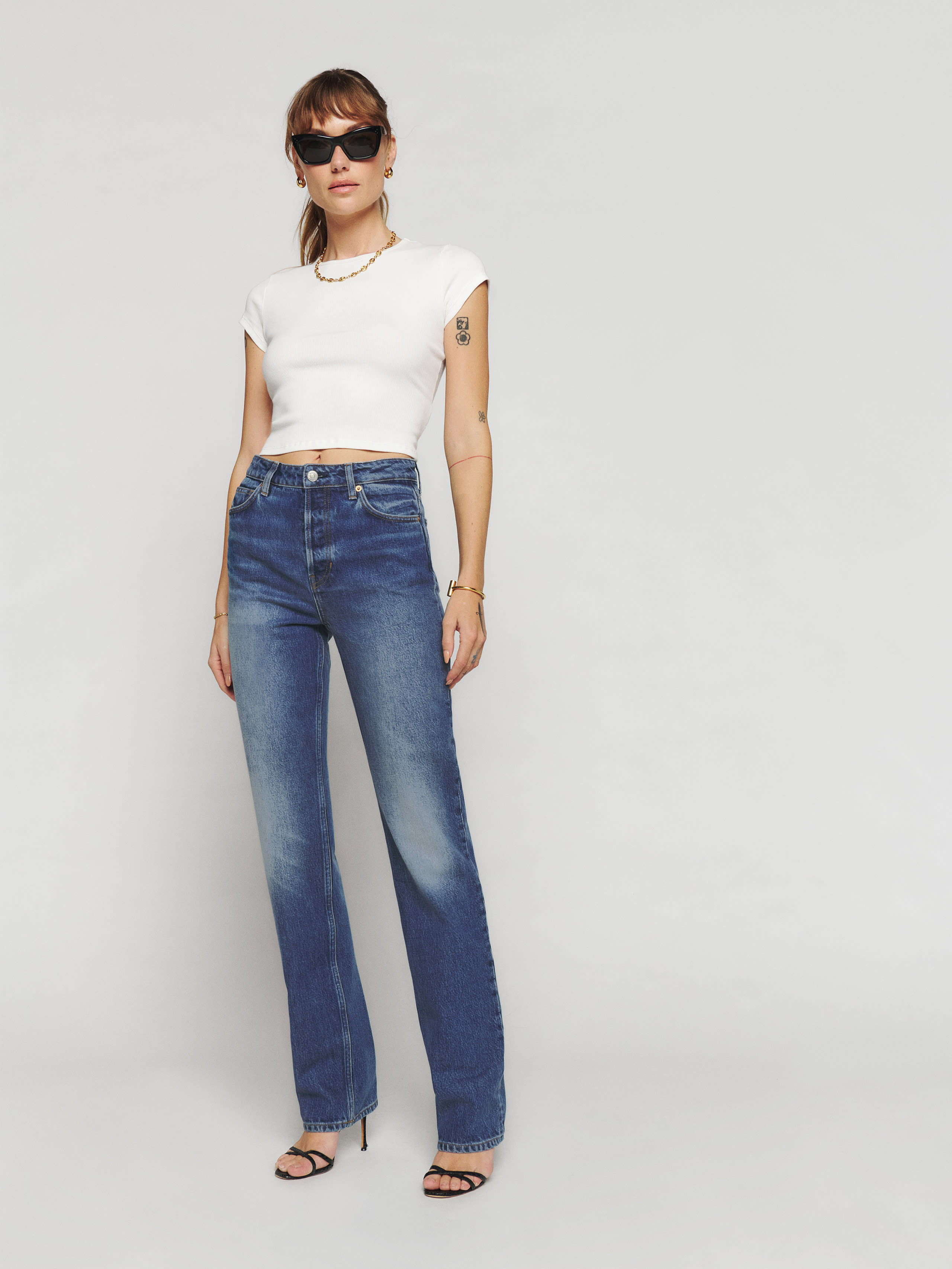 Cynthia High Rise Straight Long Jeans | Reformation (Global)