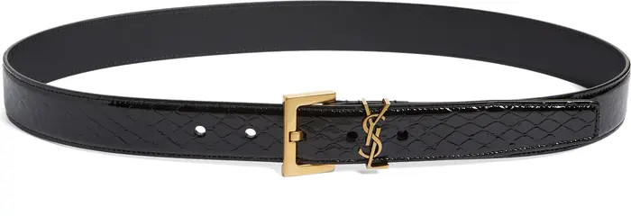 Logo Snakeskin Embossed Leather Belt | Nordstrom