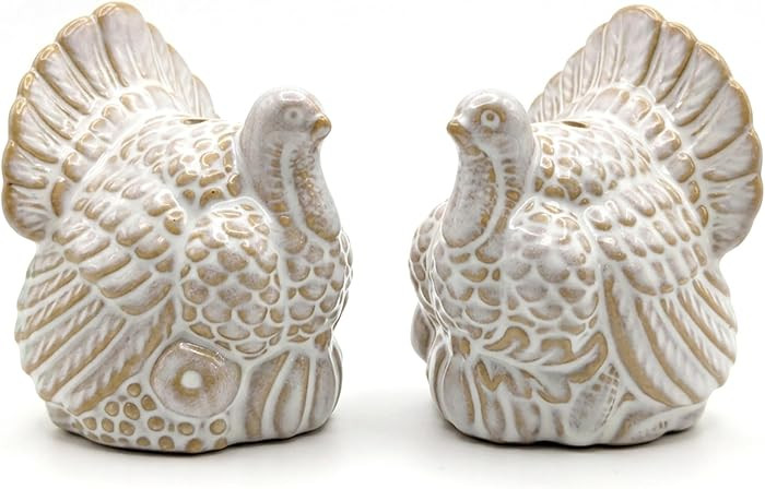 Ceramic Turkey Salt and Pepper Shakers - Fall Thanksgiving Table Decor Centerpiece | Amazon (US)