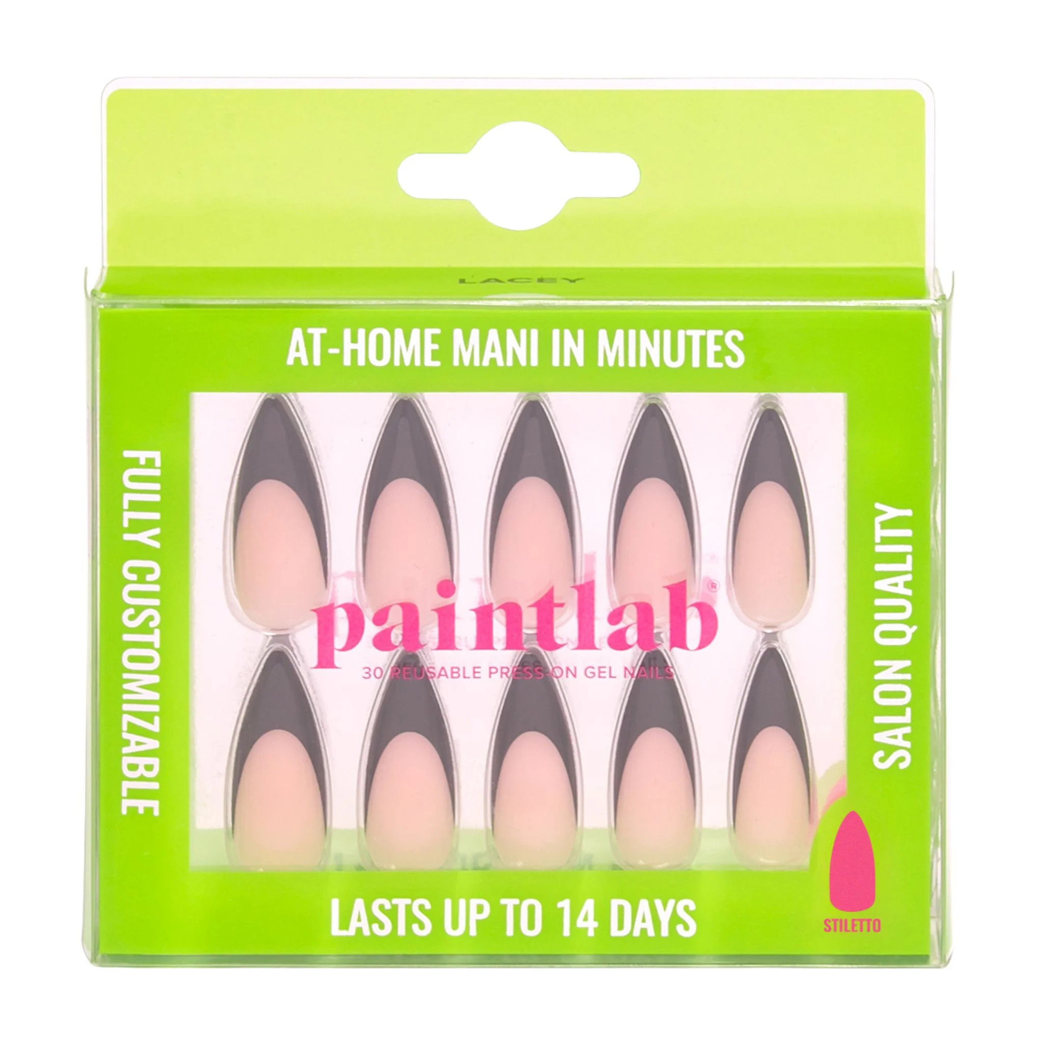 PaintLab Black Stiletto Reusable Press-on Nails, 30 Count | Walmart (US)