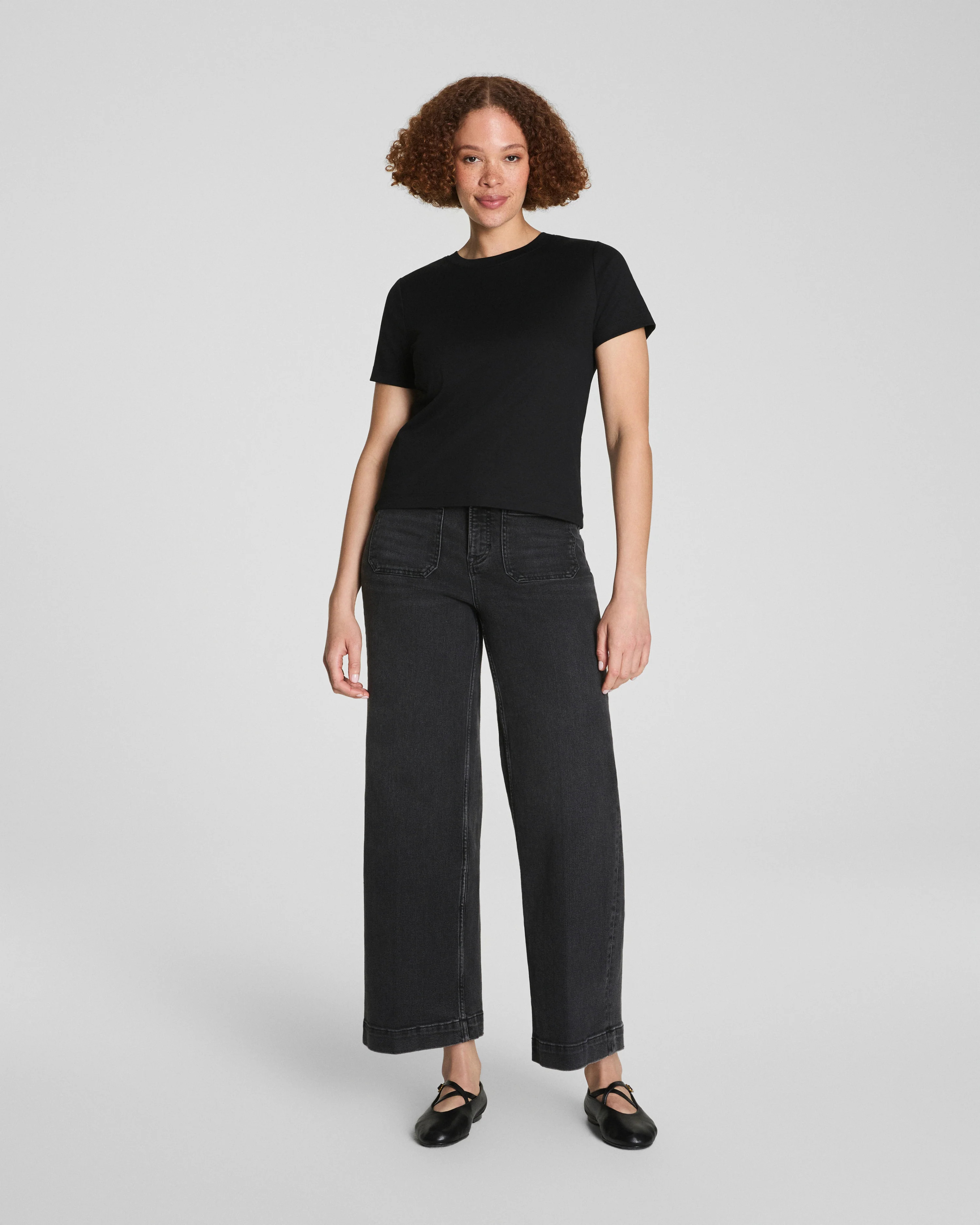 Cropped Wide Leg Jeans with Patch Pockets | Spanx