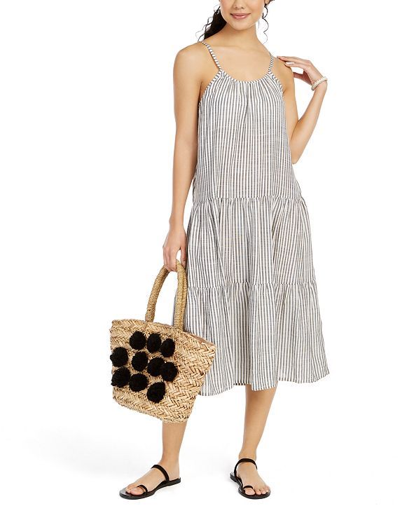 Sleeveless Striped Cotton Cover-Up Midi Dress | Macys (US)