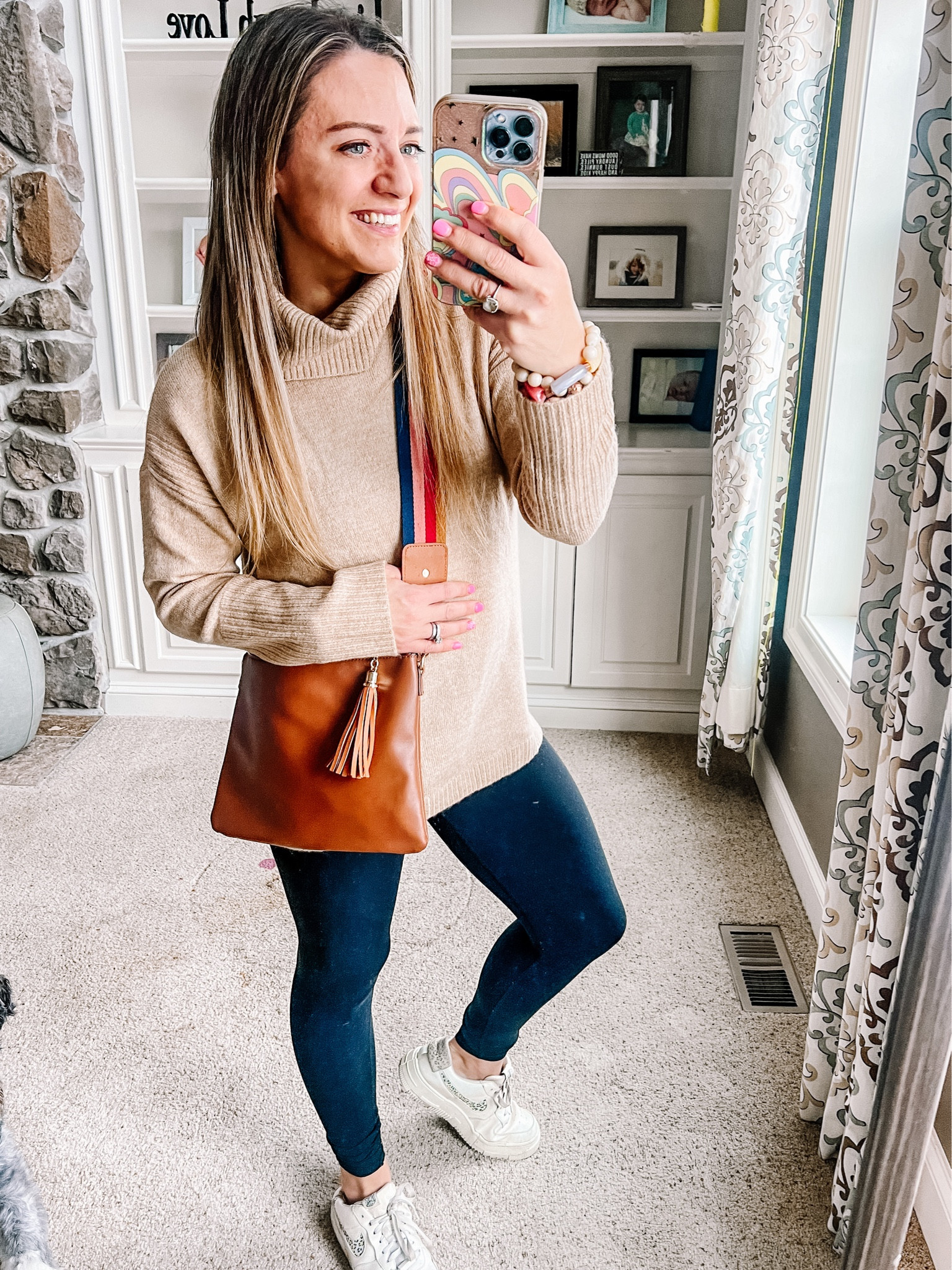 Guys! It’s LOFT’/ big sale, making sweaters like this only $16! So cute and cozy, great casual winter look! Casual outfit • cozy outfit • clearance • sweater sale • choose your strap purse • black leggings • chunky bracelets  

#LTKSeasonal #LTKsalealert #LTKfindsunder50