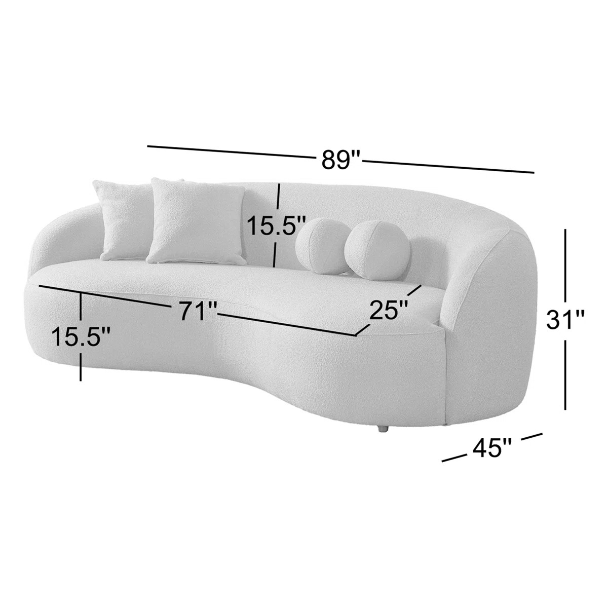 Kathrina 91'' French Bouclé Curved Sofa | Wayfair North America