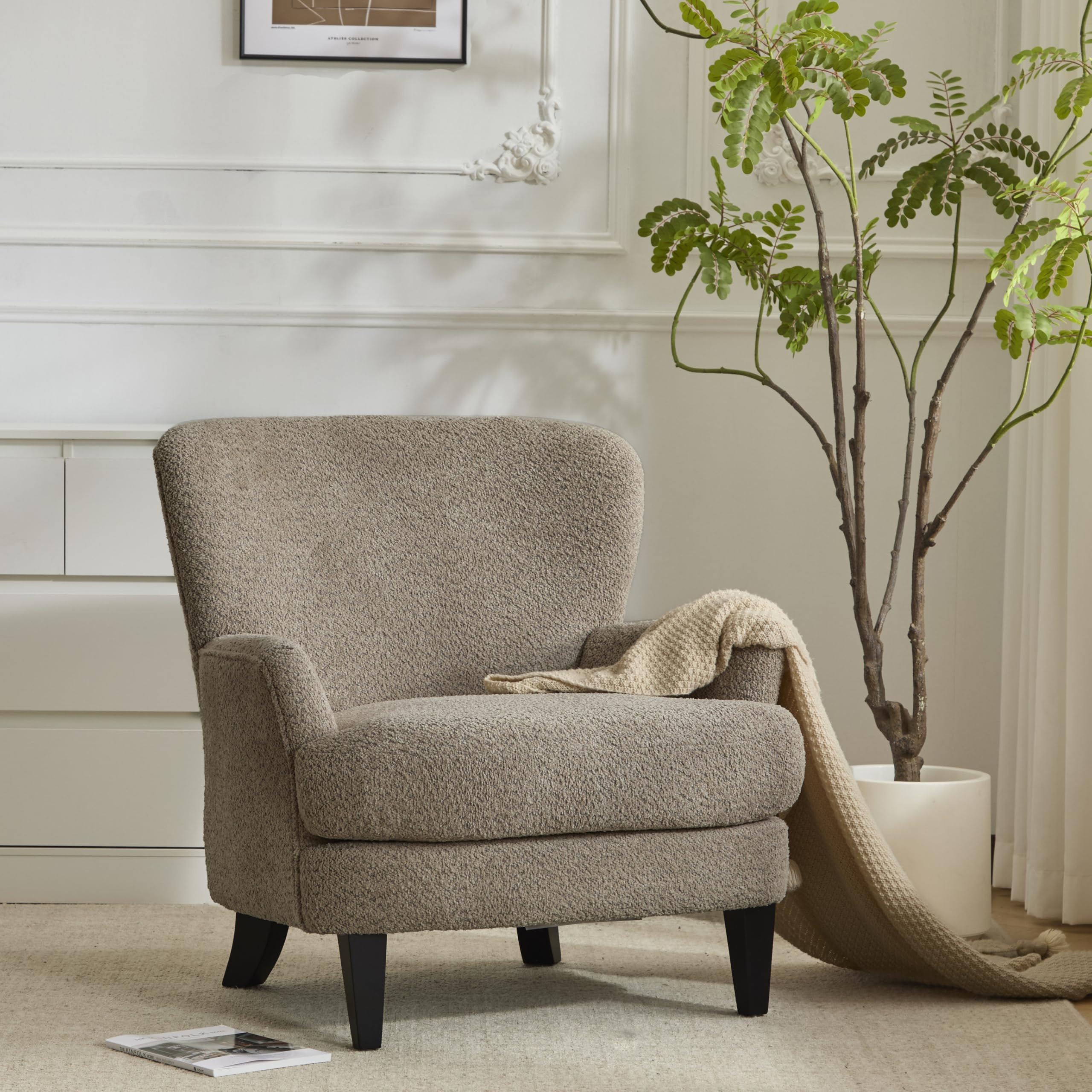 Christopher Knight Home Colby Boucle Upholstered Club Chair, Living Room Accent Chair, Wooden Fra... | Amazon (US)