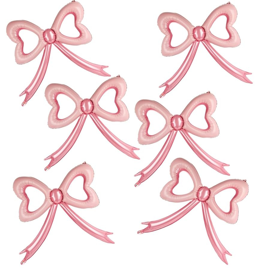 Bow Balloons Pink Party Decorations - 6pcs 30in Huge Bow Foil Balloons for Girls Women Birthday D... | Amazon (US)