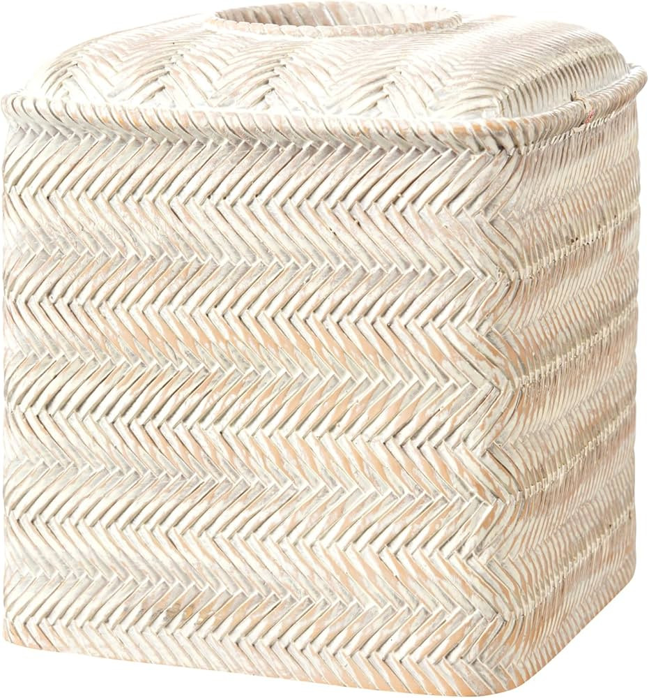 Tissue Box Cover Square Resin Tissue Holder for Home Decor,Hand Carved Wicker Tissue Box Holder,5... | Amazon (US)