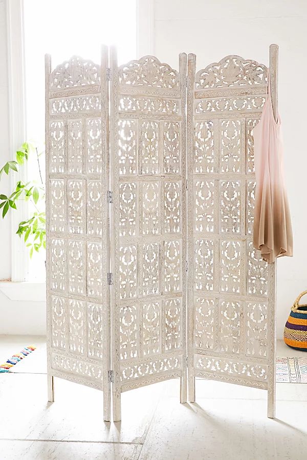Amber Carved Wood Room Divider Screen | Urban Outfitters (US and RoW)