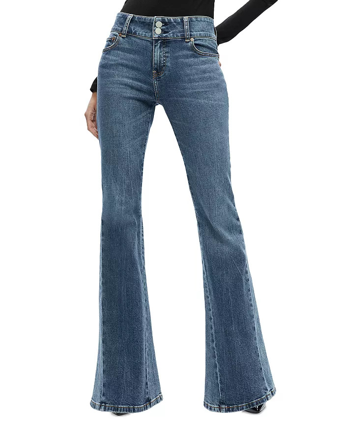Stacy Godets Low Rise Flare Leg Jeans in True Blues Dark | Bloomingdale's (US)