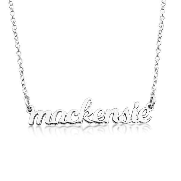 Sterling Silver Script Nameplate Necklace | Tiny Tags