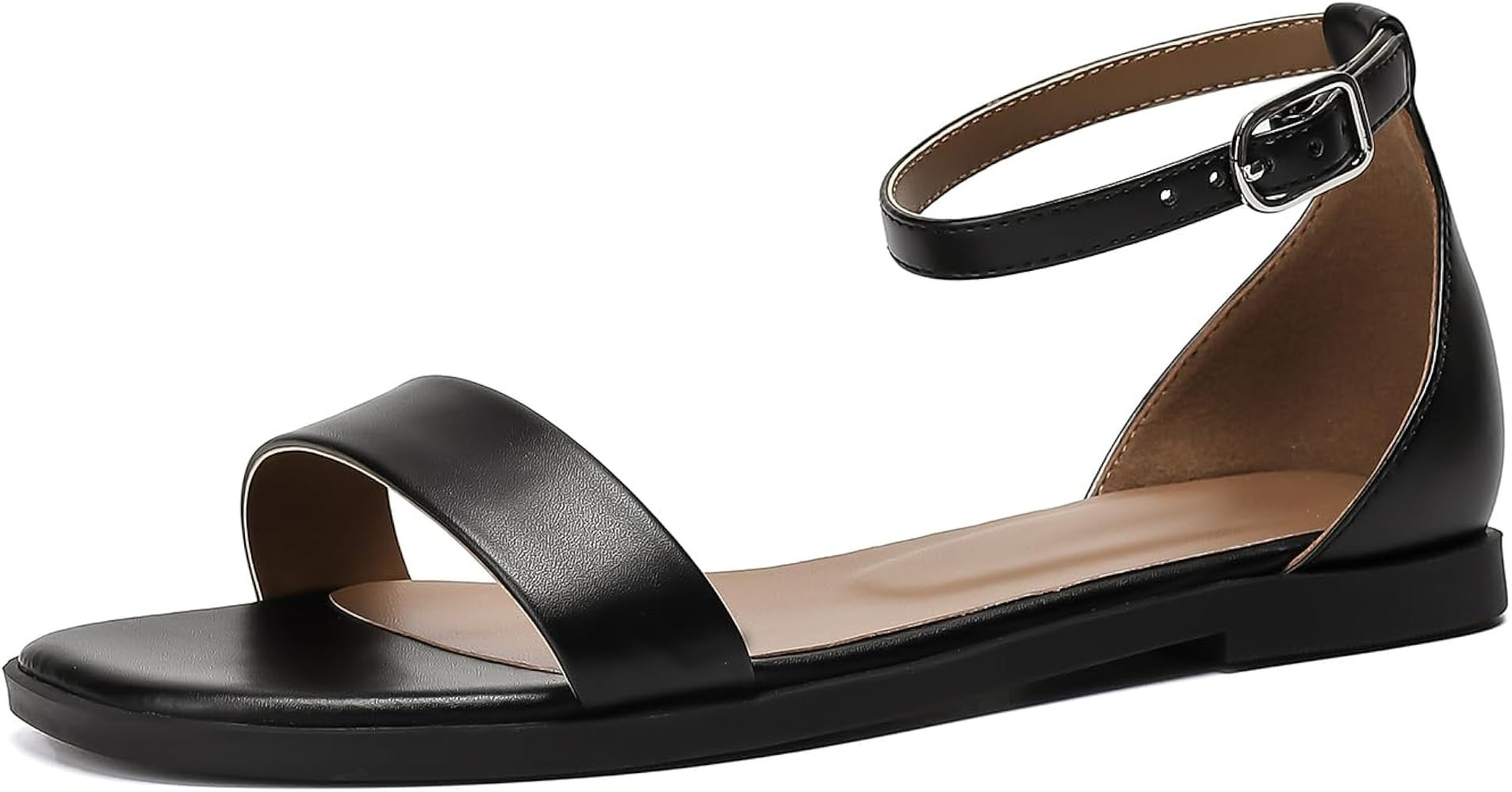 Stratuxx Kaze Womens Flat Sandals Flat Slide Sandals White,Black, Brown,Metallic Flat Sandals Leo... | Amazon (US)