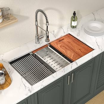 Lordear 36 Inch Undermount Kitchen Sink Large 16 Gauge Stainless Steel Ledge Workstation Single B... | Amazon (US)