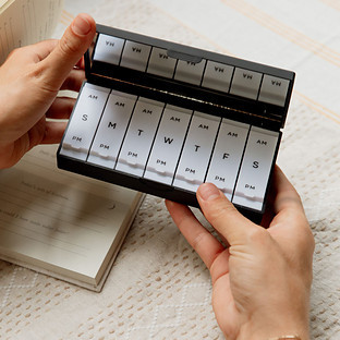 Port & Polish AM/PM Pill Organizer Black | The Container Store