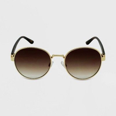 Women&#39;s Tortoise Shell Print Round Sunglasses - Wild Fable&#8482; Gold | Target