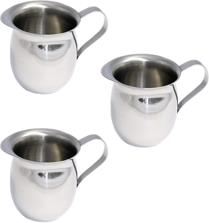 Set of 3 Bell Creamers, Mirror Finish Stainless Steel, Wide Mouth with Pouring Spout (3 OZ) | Amazon (US)