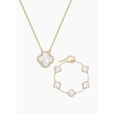 Electric Picks Icon White Clover Bracelet and Necklace - Set of 2 at Nordstrom | Nordstrom
