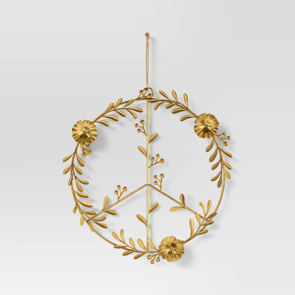 Metal Botanical Peace Sign Christmas Wall Décor Gold - Wondershop™ | Target